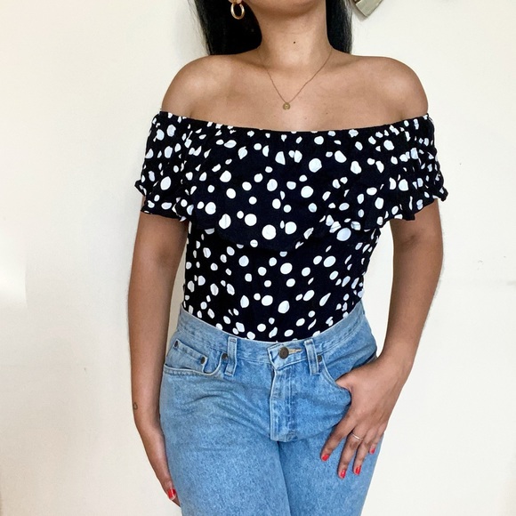 Polka Dot Off The Shoulder Top - Picture 1 of 3